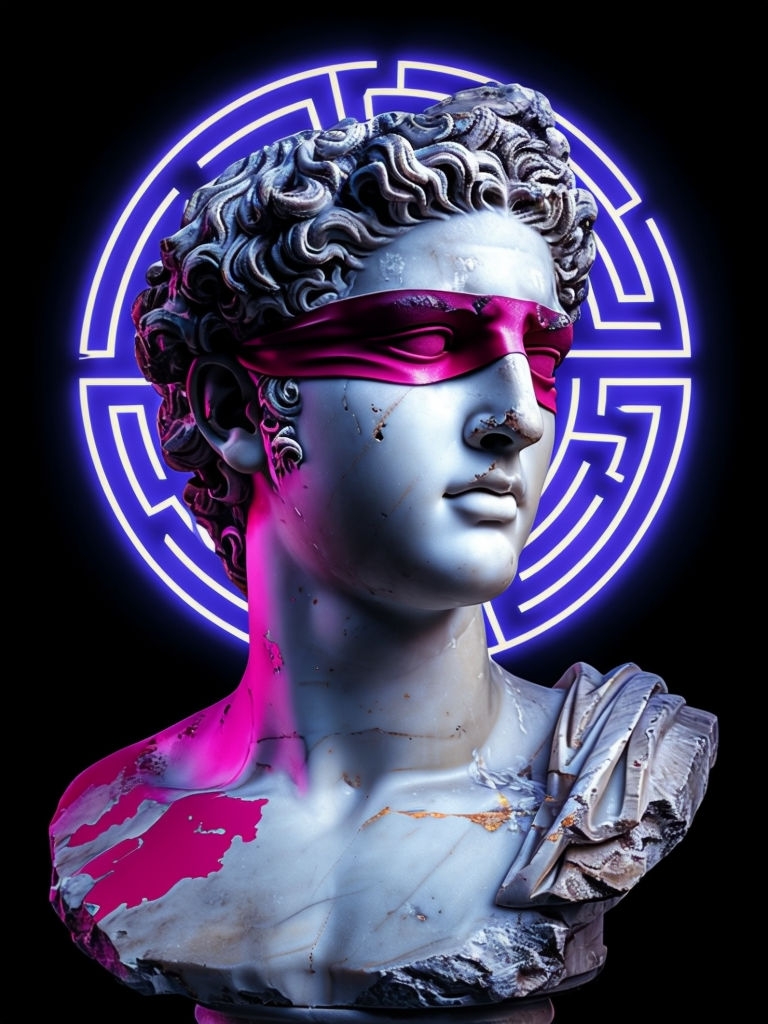Antinous Marble Bust with Neon Accents T-Shirt