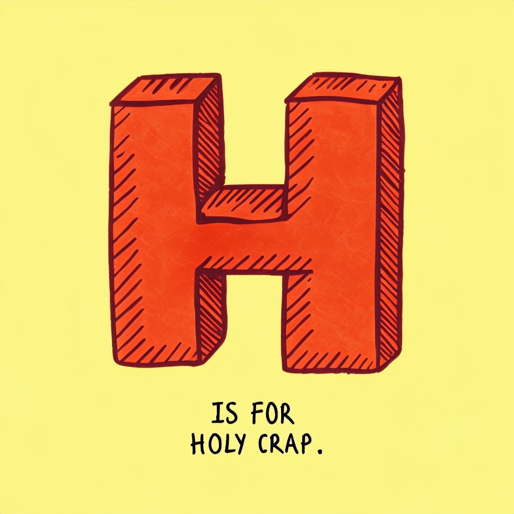 Humorous Hand-Drawn Letter H is for Holy Crap T-Shirt