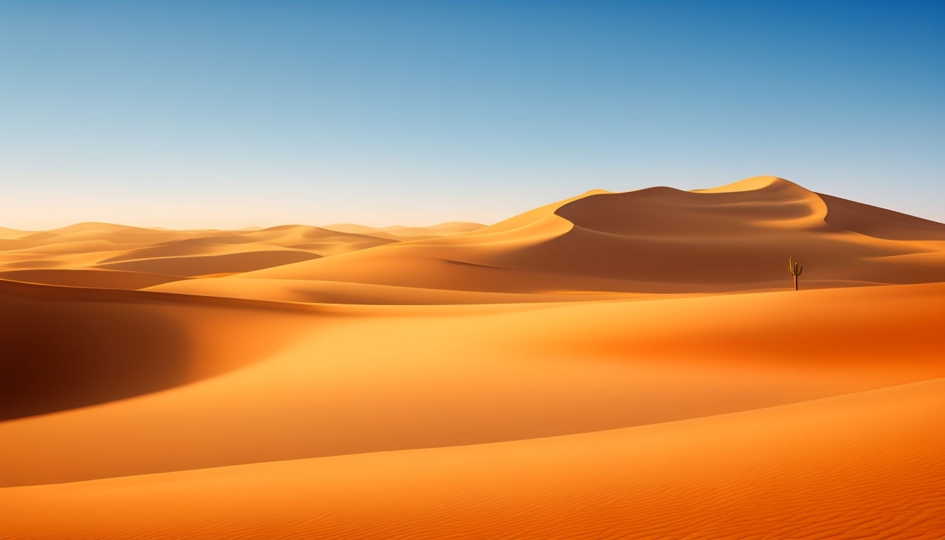 Golden Desert Dunes Under Clear Blue Sky Mobile Wallpaper