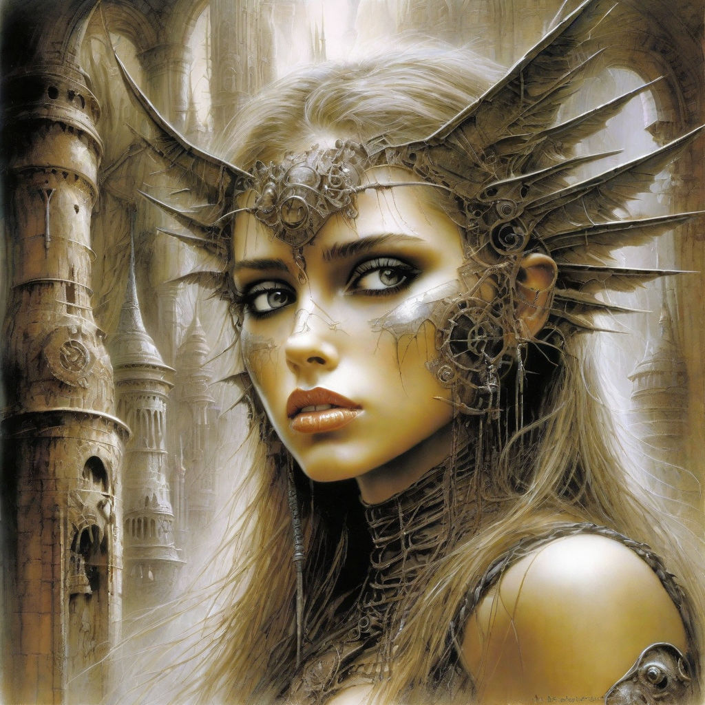 the style of erotic fantasy art by Luis Royo and Boris Vallejo