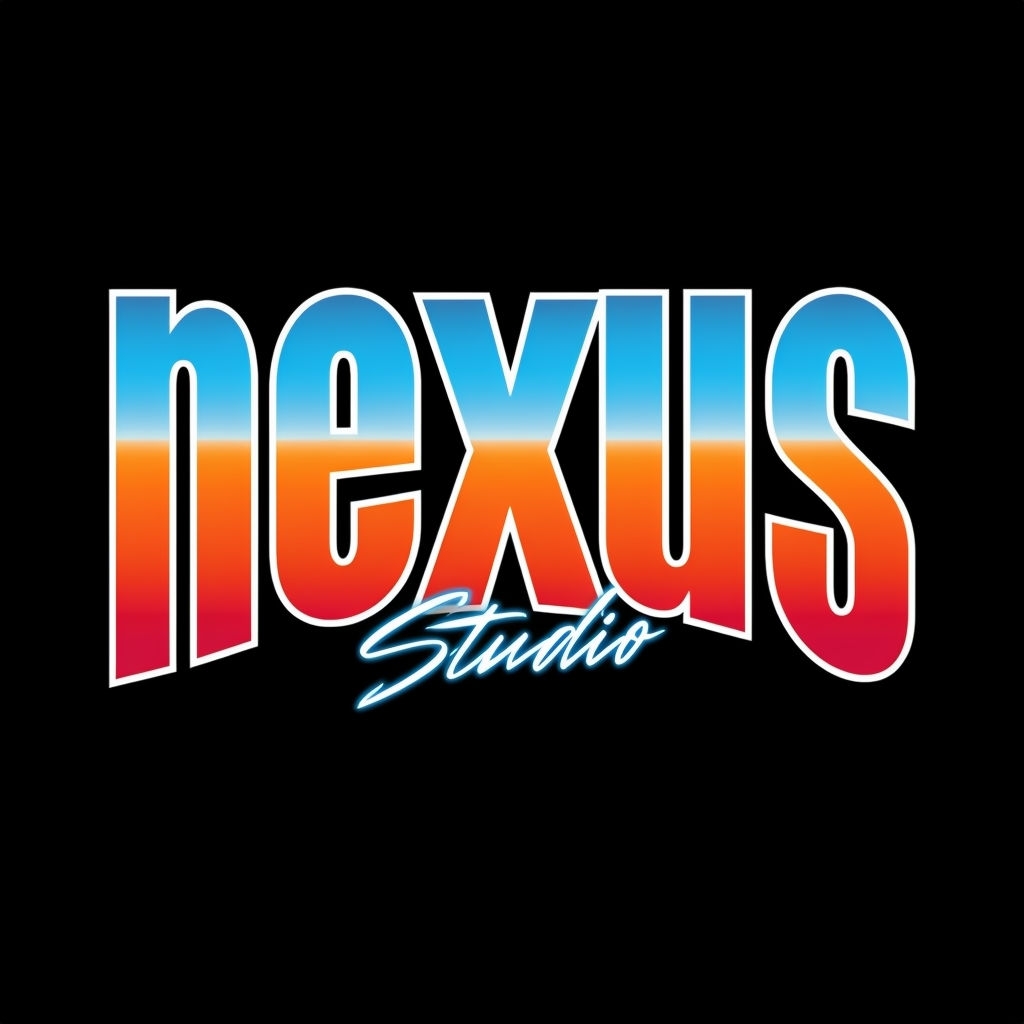 Vibrant Nexus Studio Logo with Gradient and Neon Glow