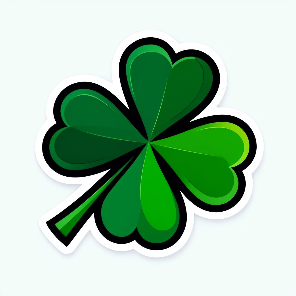 Vibrant Four-Leaf Shamrock Sticker for St. Patrick's Day Celebration