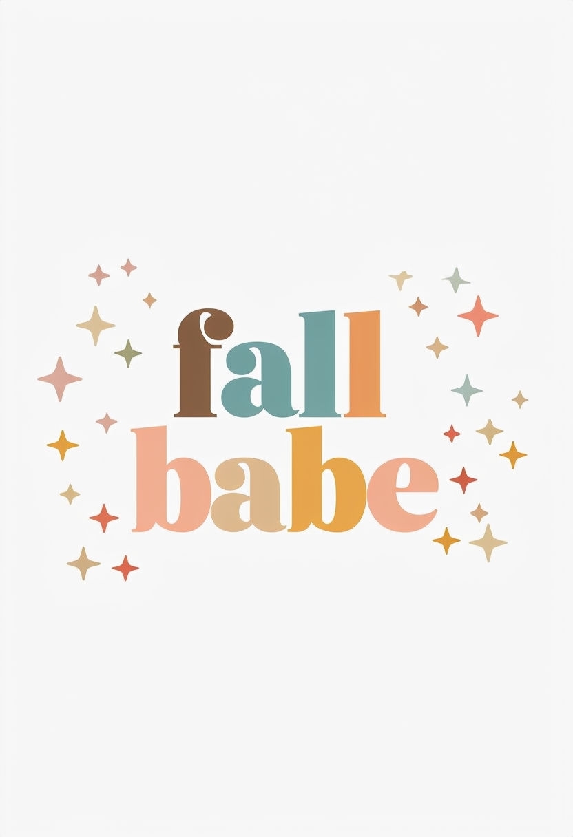 Playful Fall Babe Typography with Decorative Stars Poster