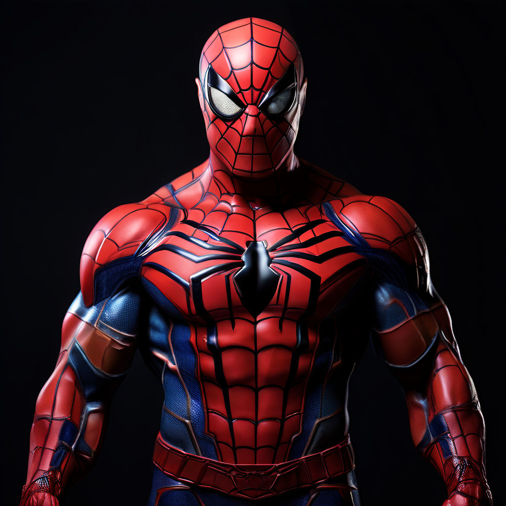 Full body highly detailed portrait muscular spiderman