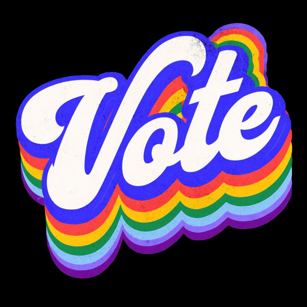 Retro Vote Graphic Design with Colorful Stripes T-shirt