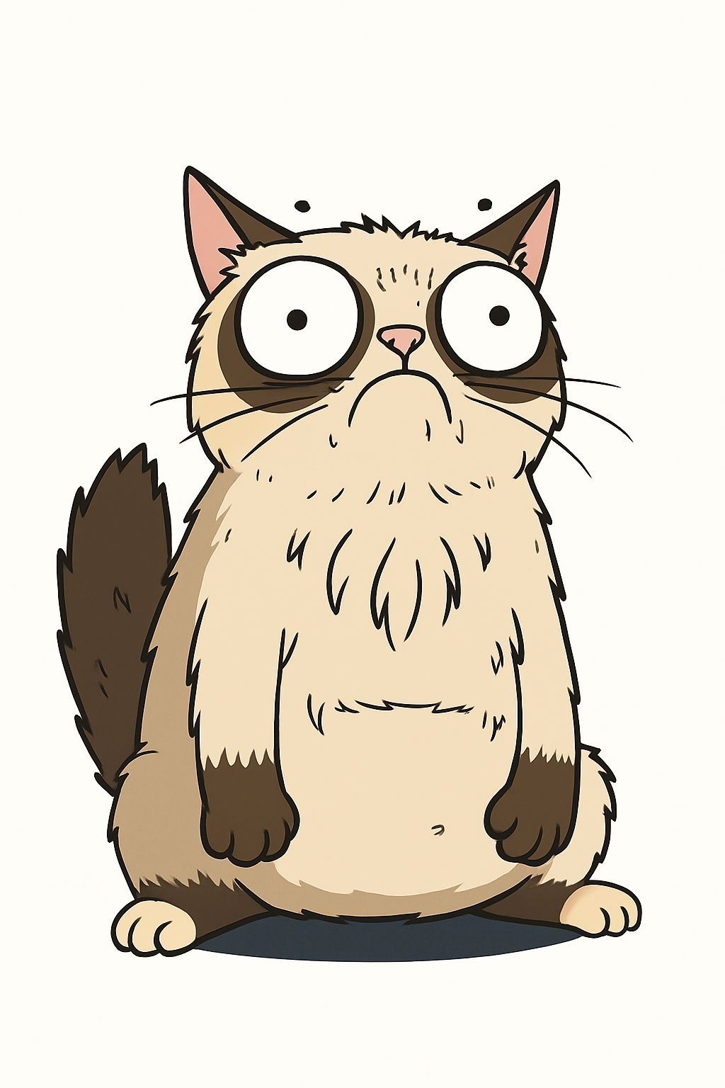 Surprised Cartoon Cat Illustration T-Shirt