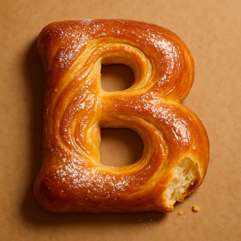 Golden Brown Letter B Bread Delightful Photograph Monogram