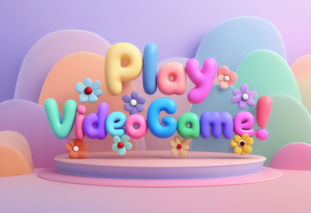 Play VideoGame! Colorful 3D Illustration with Flowers Mobile Wallpaper