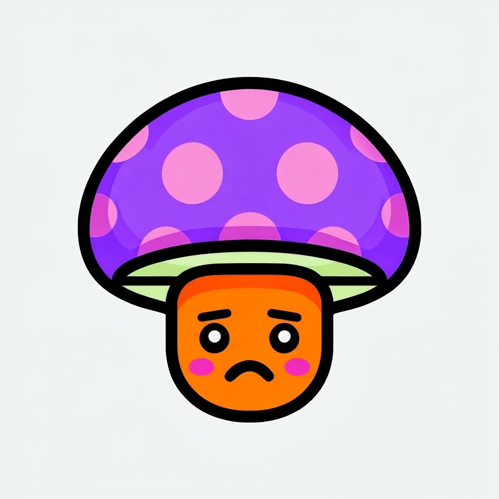 Cheerful Sad Mushroom Character Illustration Sticker