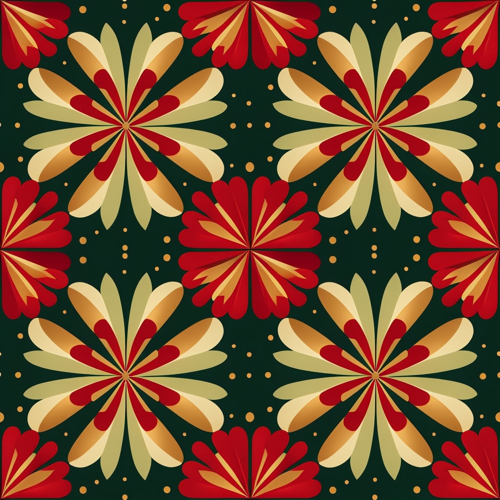 Vibrant Christmas Batik Pattern with Festive Motifs Seamless Pattern