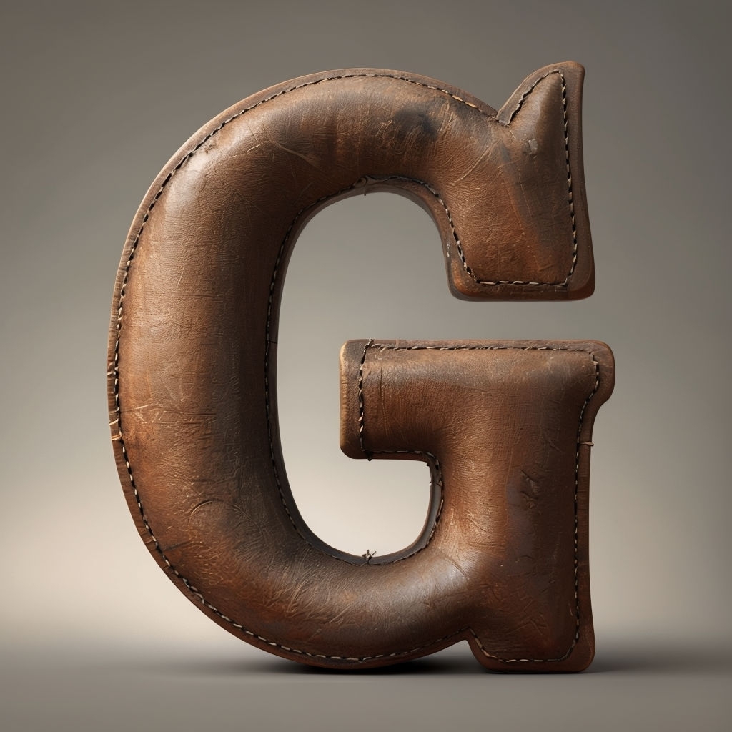 Vintage Leather Bound 'G' Letter Art Design Monogram