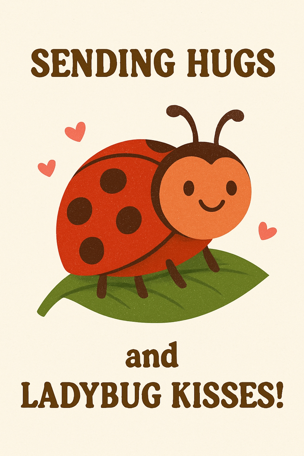 Cheerful Cartoon Ladybug Sending Hugs Greeting Card Design Cards & Invites