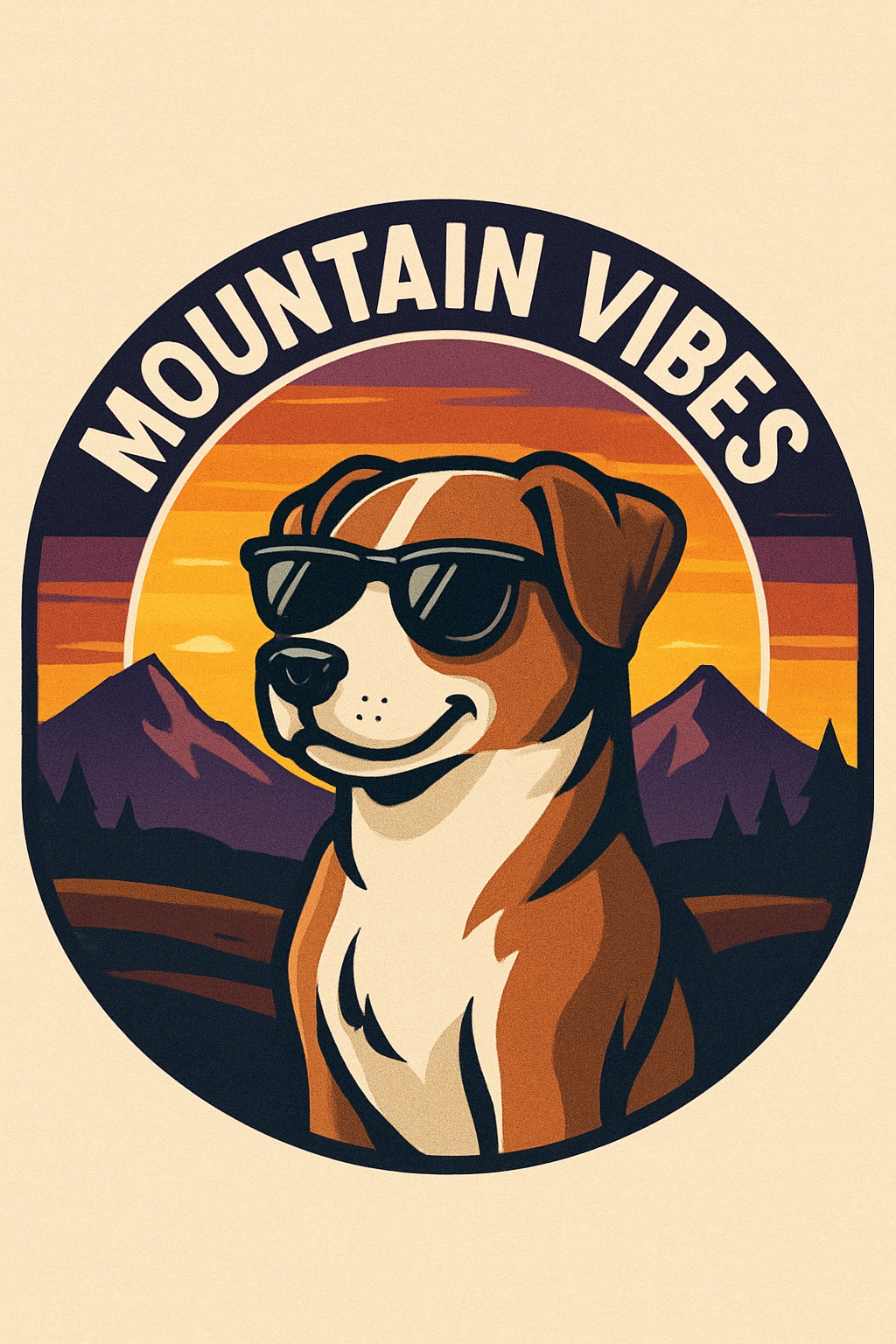Cheerful Retro Dog with Sunglasses and Mountain Vibes T-shirt