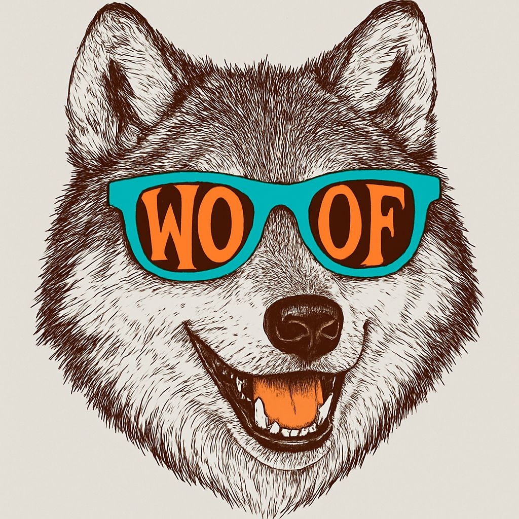 Whimsical Wolf Face with Retro Sunglasses T-shirt