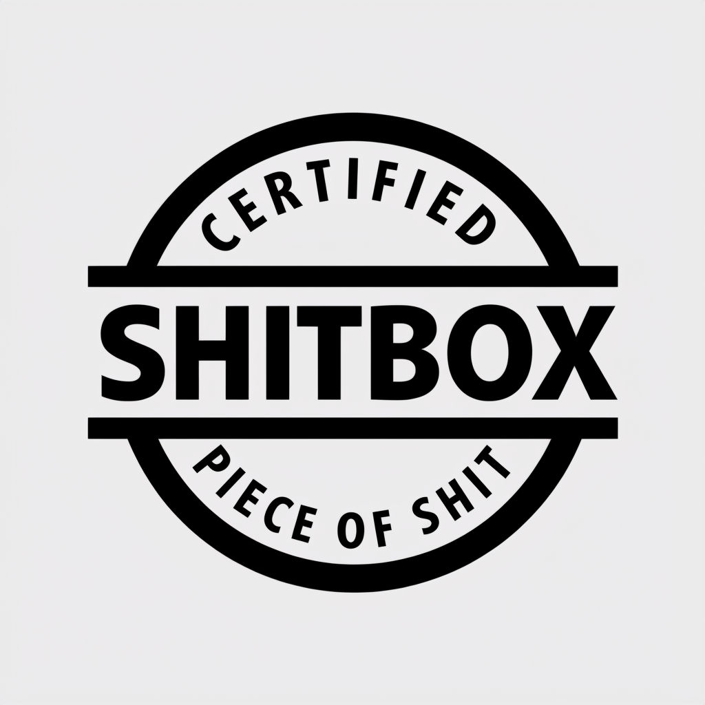 Minimalist Black Certified Shitbox Circular Stamp Hat