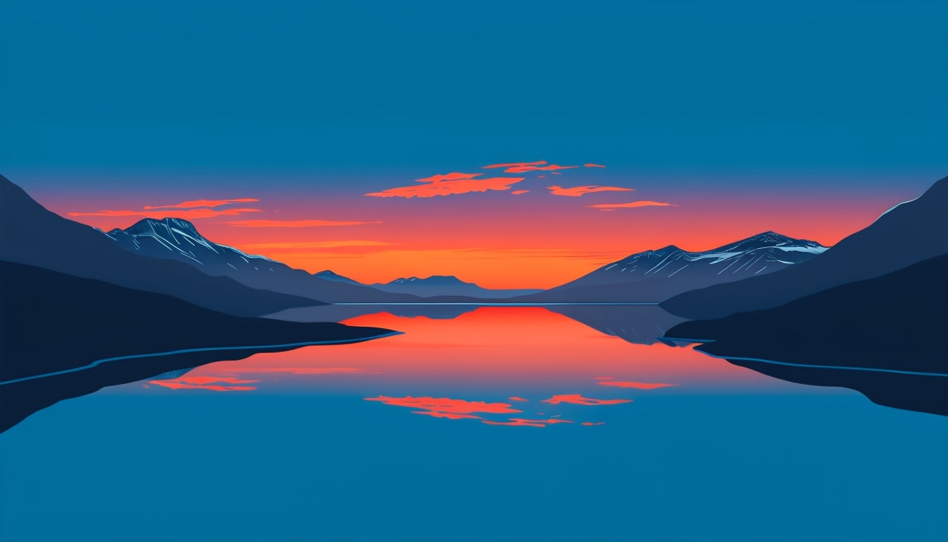 Tranquil Dusk Lake Reflection Landscape Virtual Background