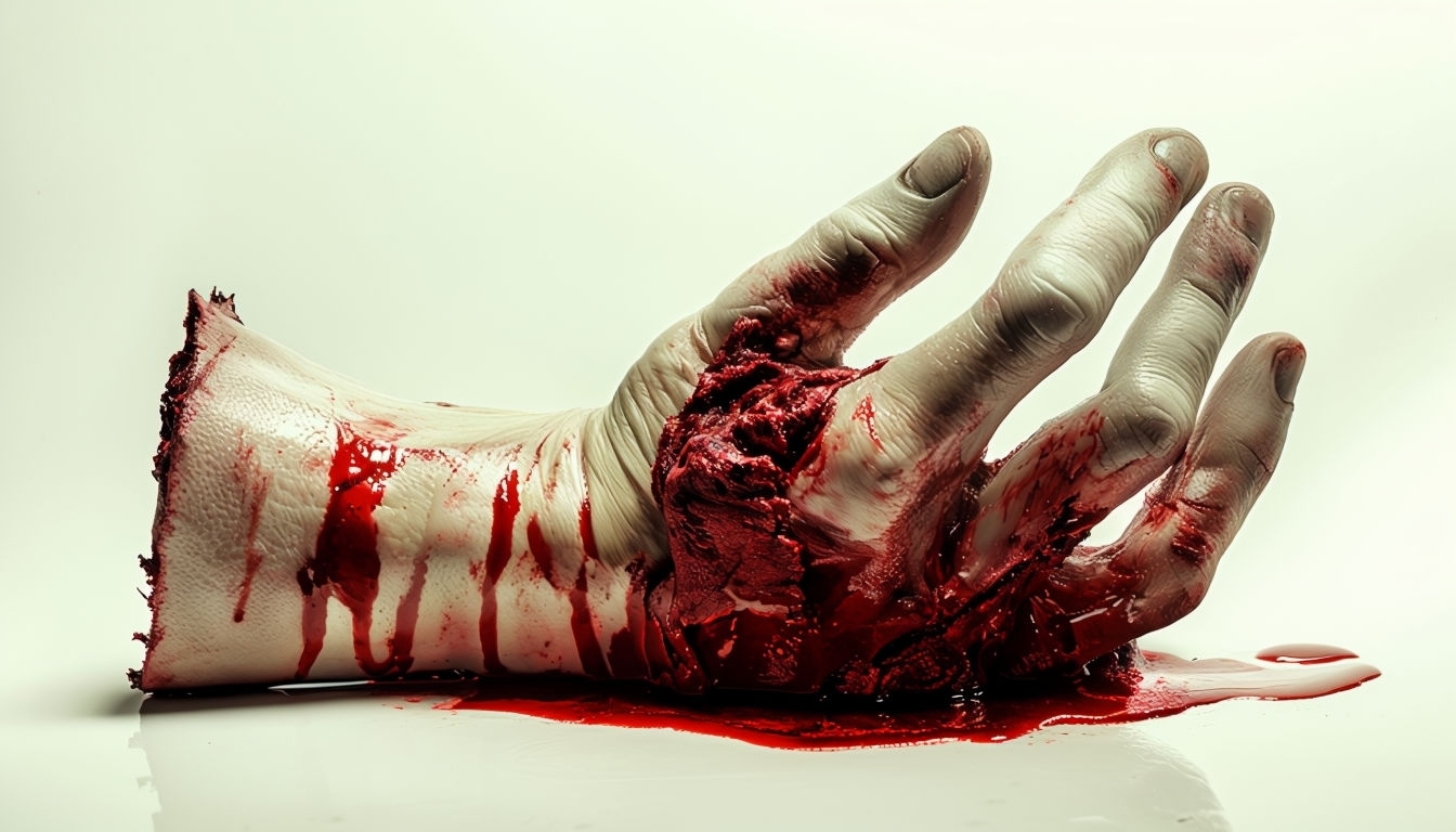 Gruesome Severed Human Hand Illustration for Virtual Backgrounds