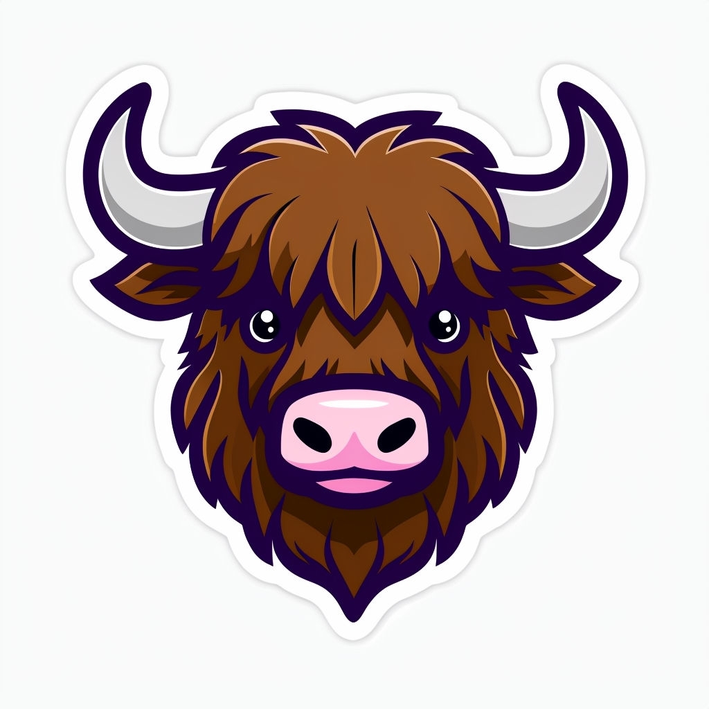 Cute Cartoon Buffalo Face Illustration Sticker