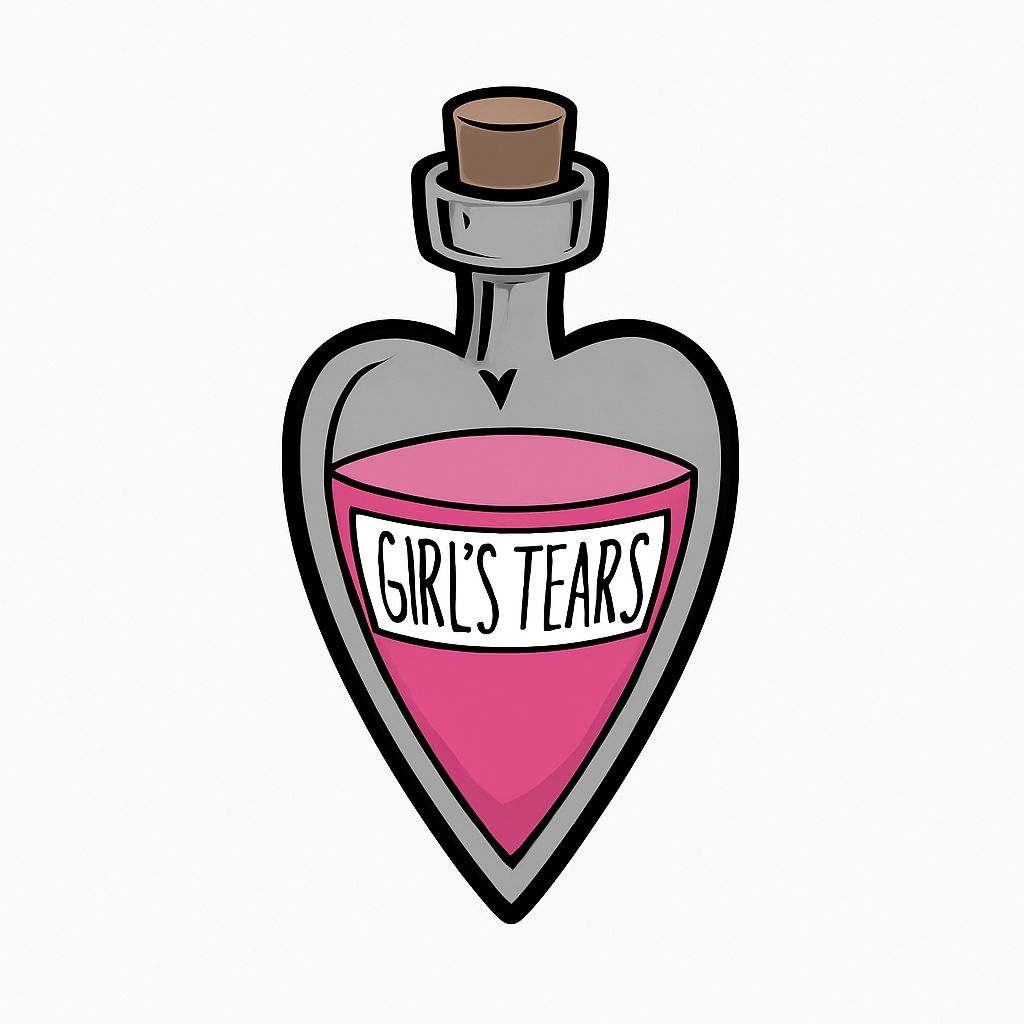 Whimsical Heart-Shaped Bottle of Girl's Tears Cartoon Sticker