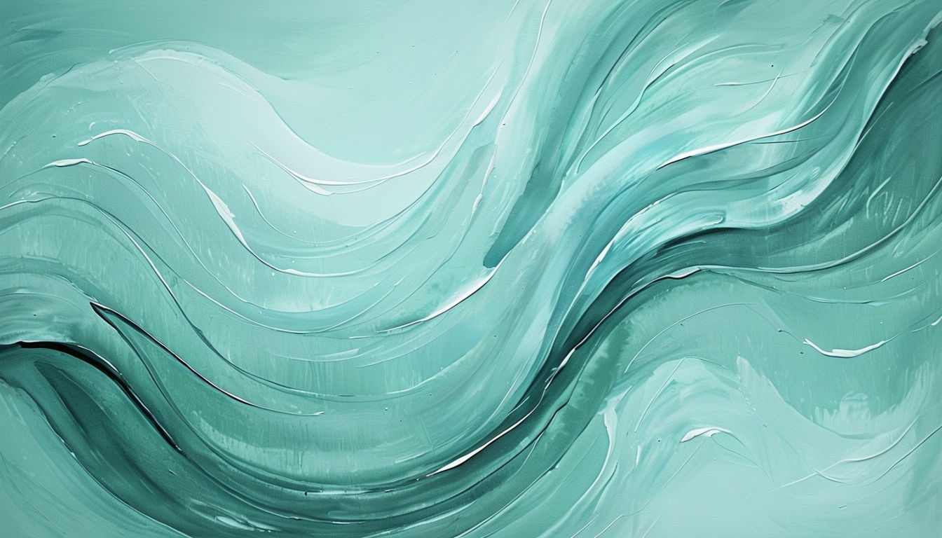 Tranquil Teal and Turquoise Wave Patterns Art for Modern Spaces Virtual Background