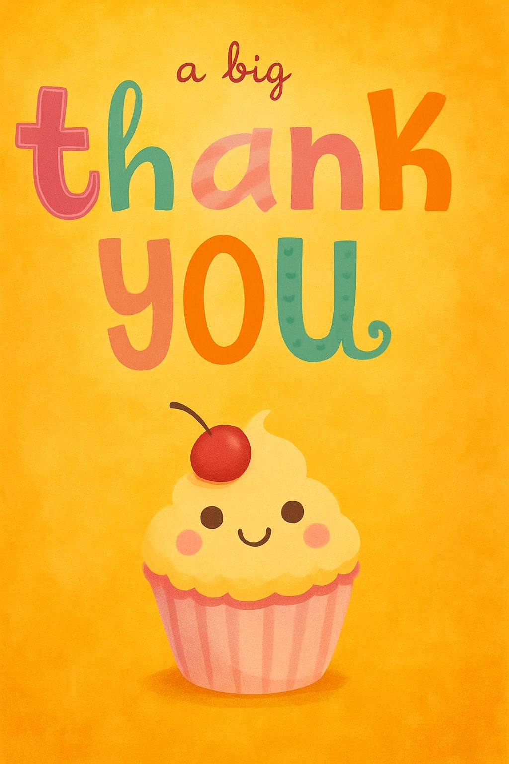 Cheerful Colorful Thank You Card with Whimsical Cupcake Design Cards & Invites