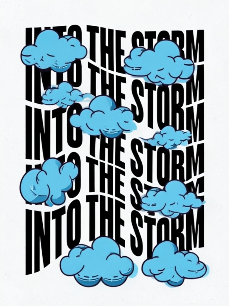 Into the Storm Graphic Design with Cartoon Clouds T-Shirt