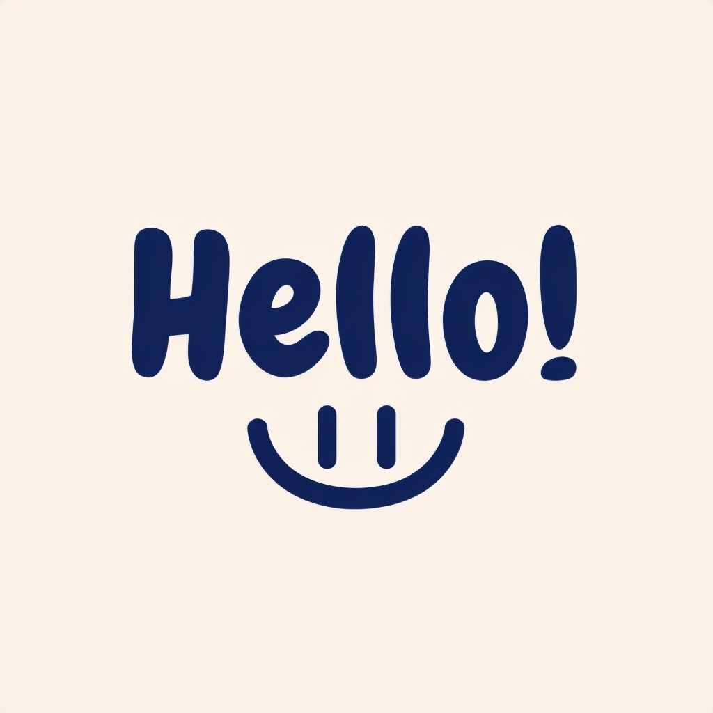 Navy Blue Handwritten Hello Cheerful Graphic T-Shirt