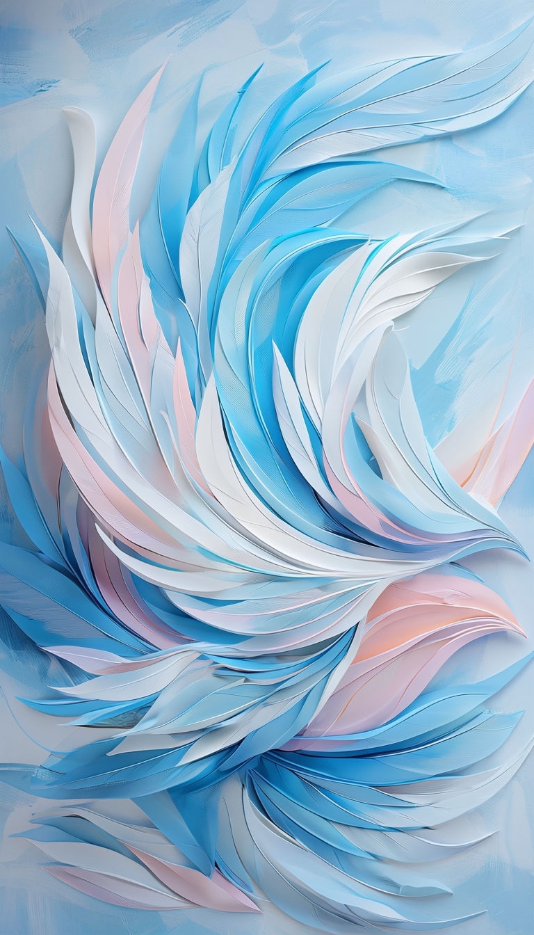 Abstract Bird Flight Inspired Art with Sky Blue and Pink Poster