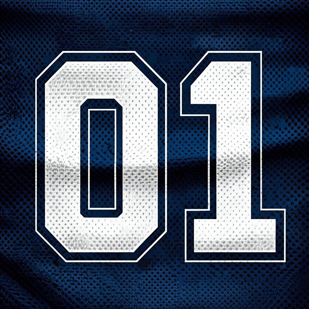 Dynamic Athletic Monogram Design with Number 01 on Jersey Background Monogram