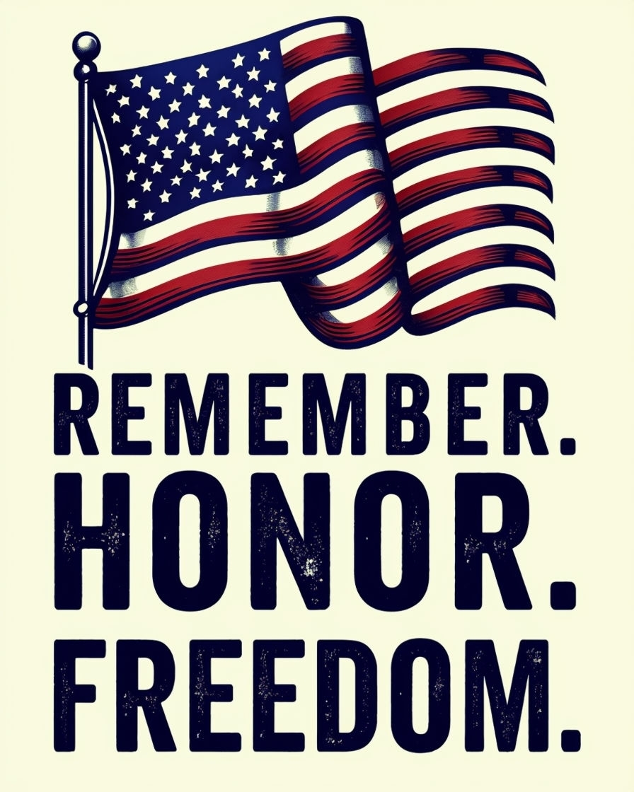 Patriotic Vintage Remember Honor Freedom Graphic T-Shirt