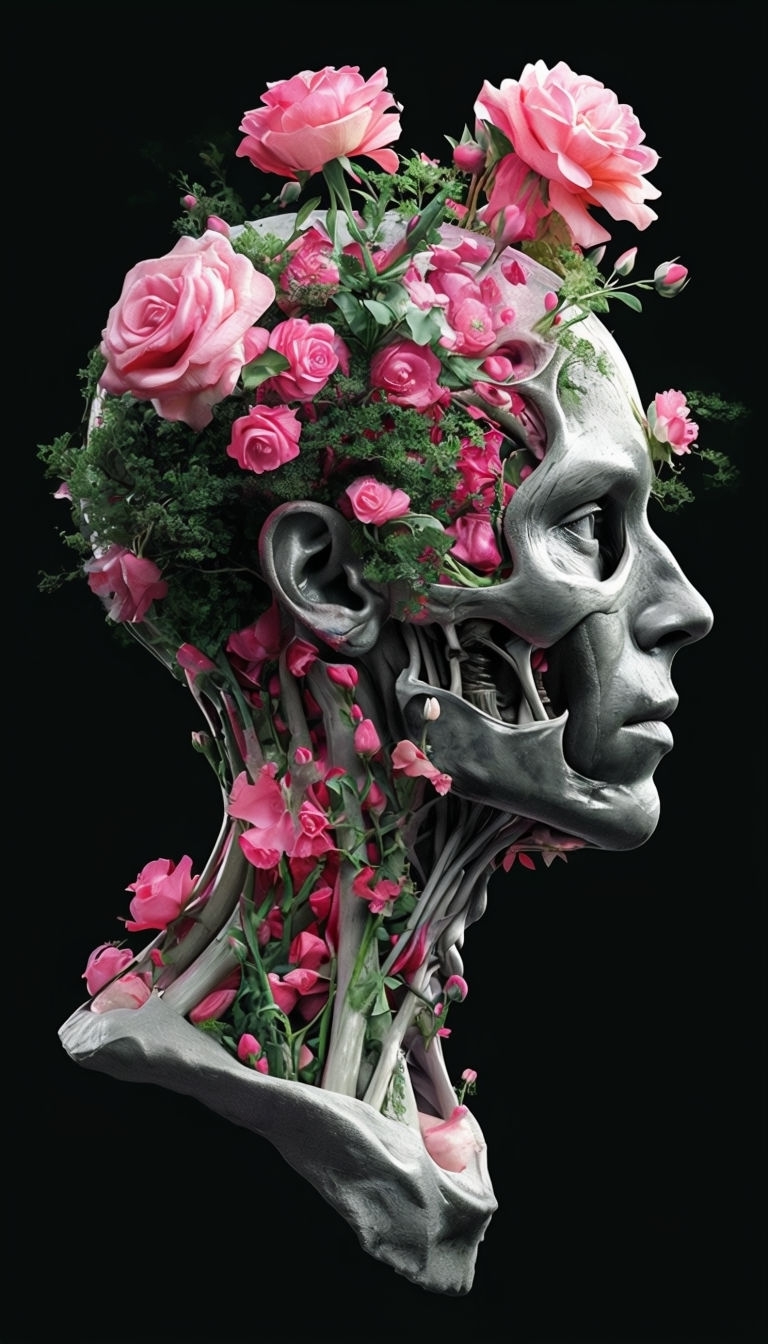 Surreal Floral Human Anatomy Illustration T-Shirt