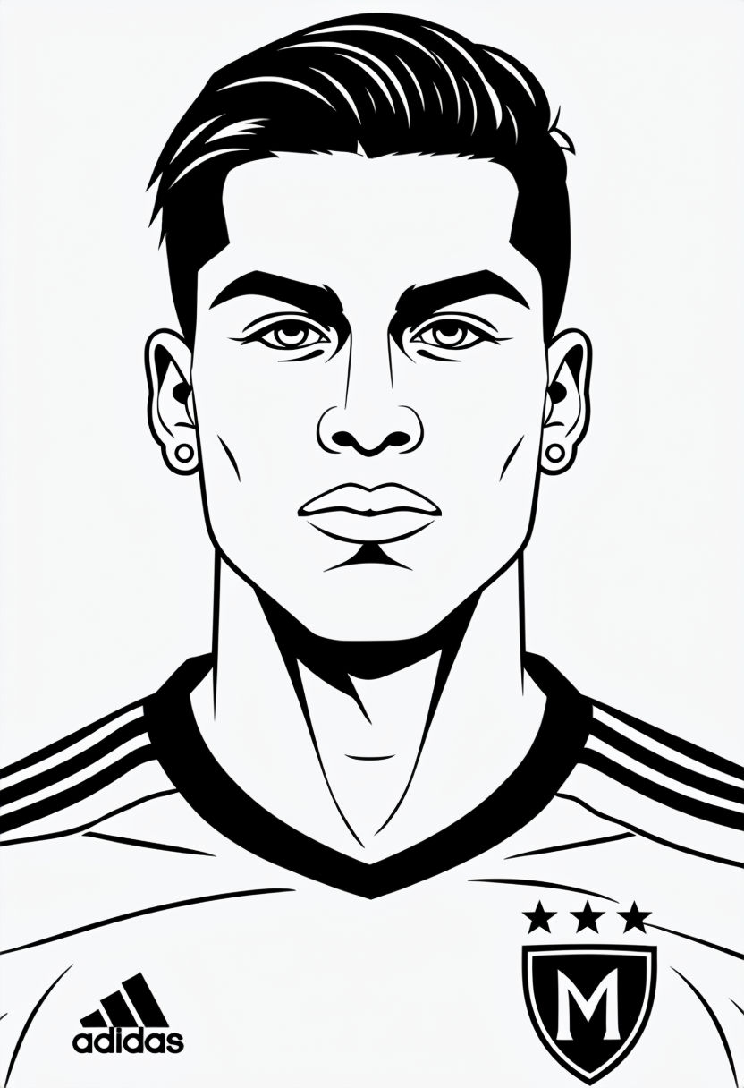High-Contrast Black and White Athlete Portrait Coloring Page