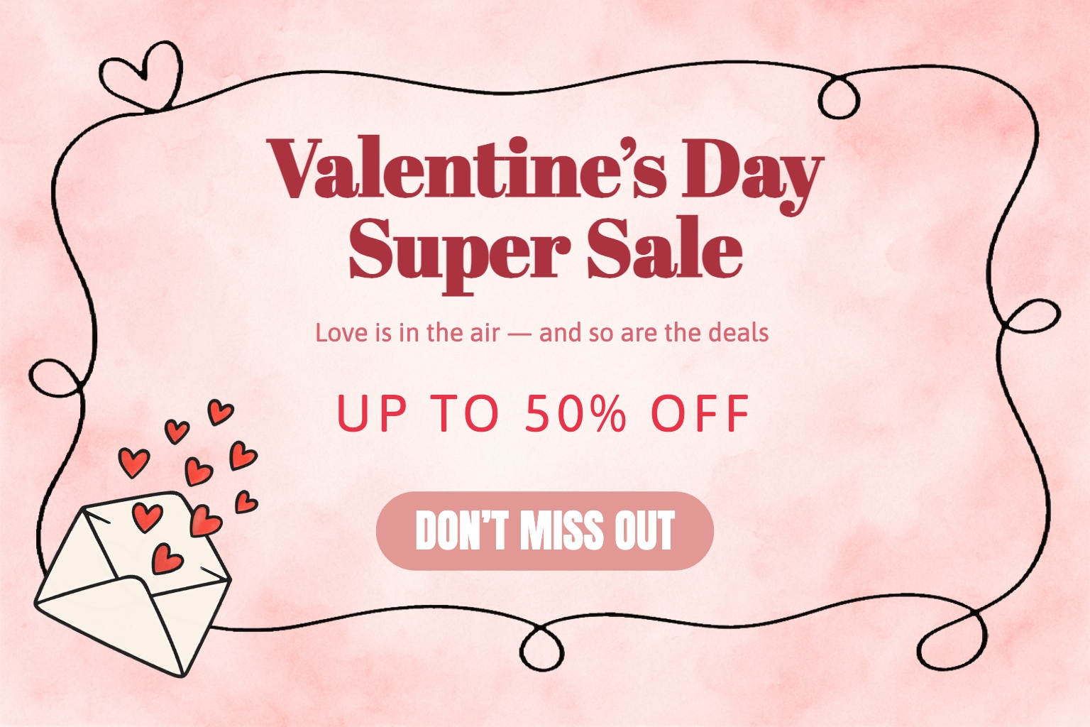 Romantic Valentine's Day Super Sale Promotional Flyer Design