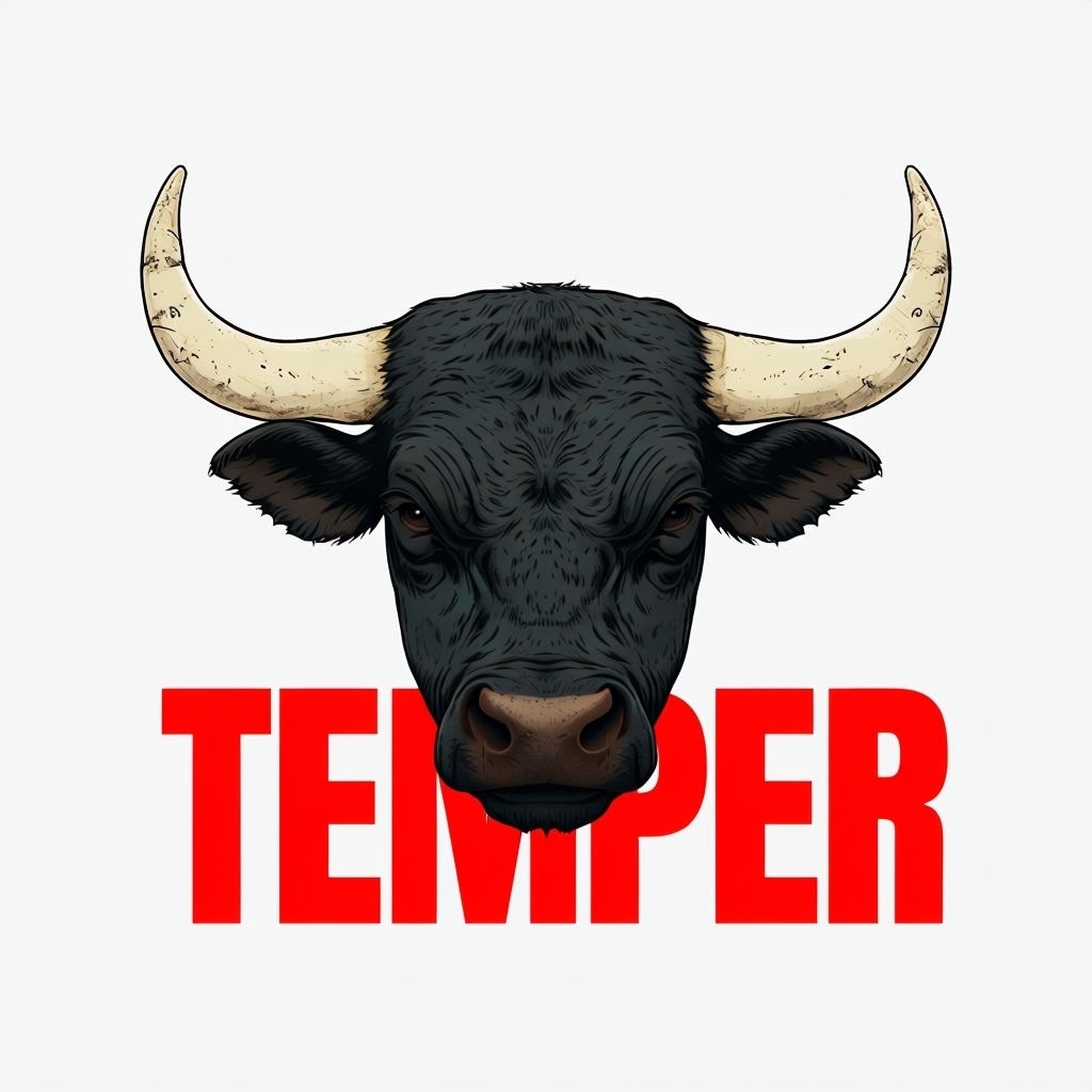 Powerful Black Bull Illustration with TEMPER Typography Spotify Album Cover