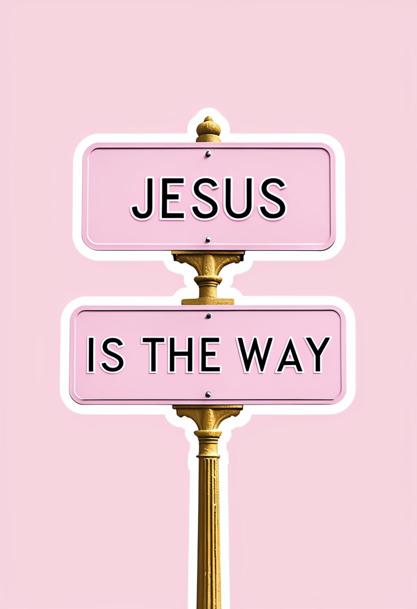 Inspirational Pink Street Signs JESUS IS THE WAY Poster