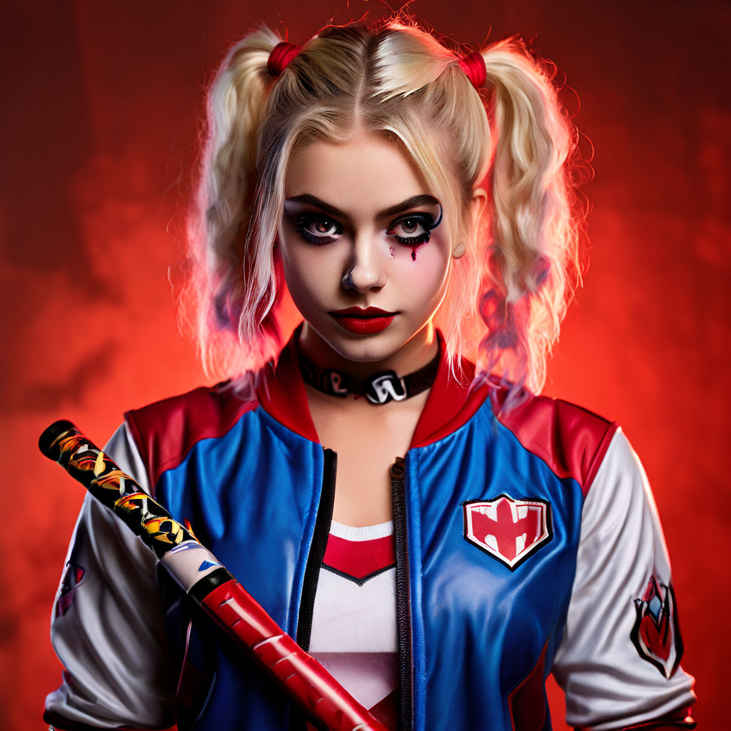 alluring cute harley quinn with hammer