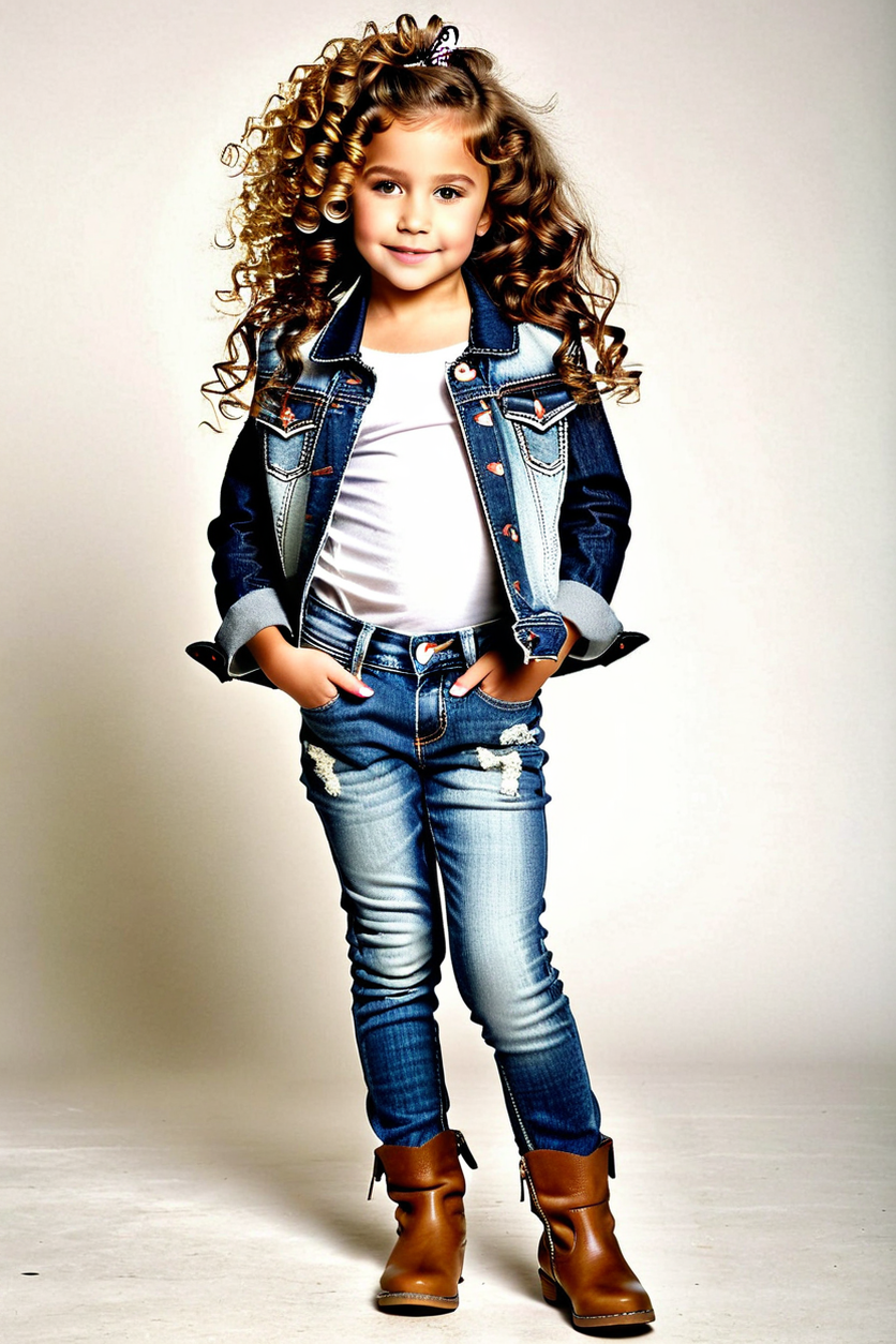 Full body of a really beautiful 5 year old girl with curly l... by ...