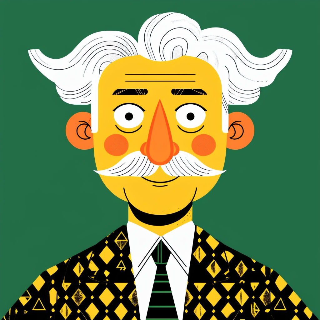 Cheerful Cartoon Elderly Man with Whimsical Expression Sticker