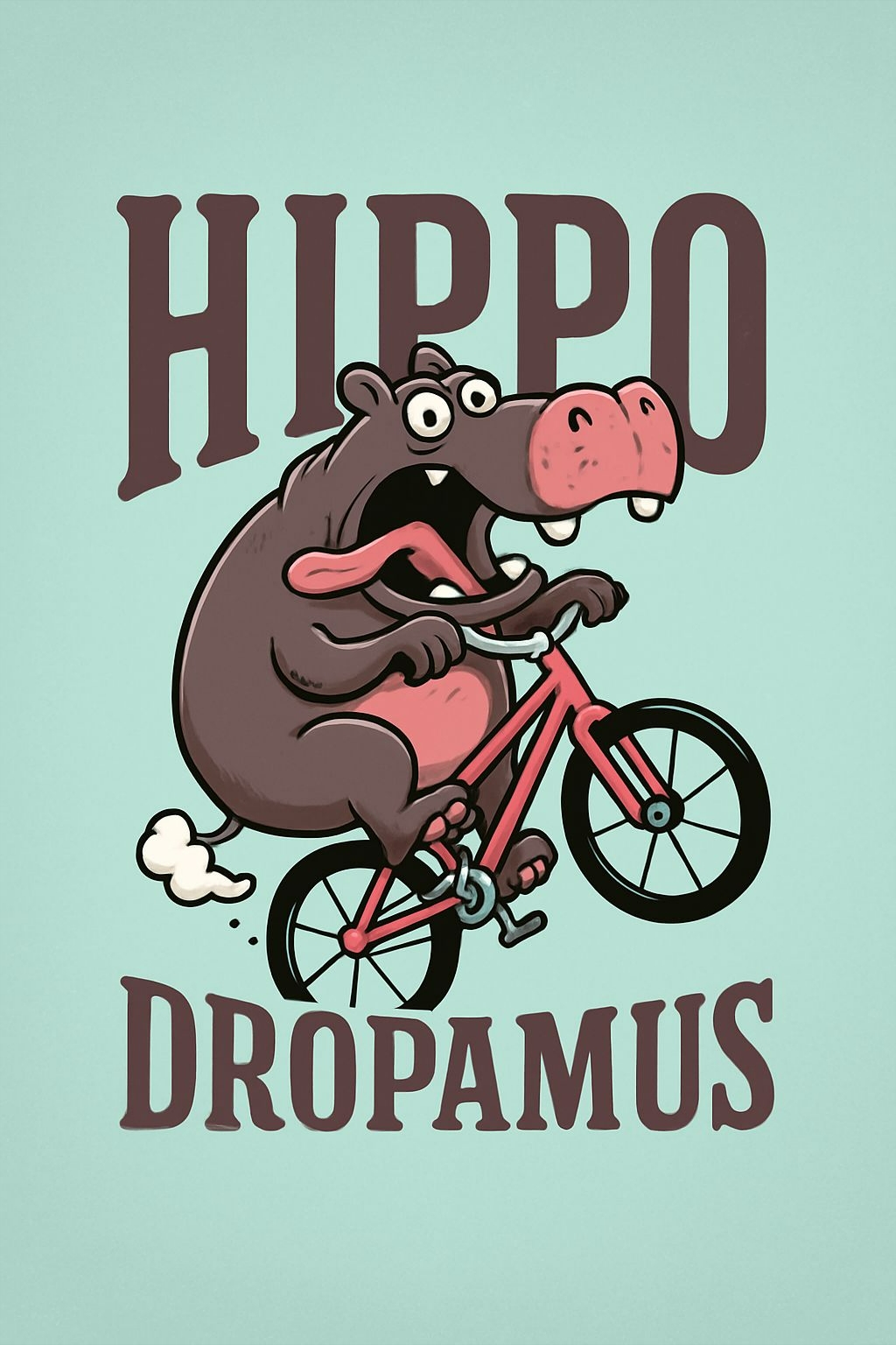 Whimsical Hippo Riding BMX Bicycle Cartoon T-Shirt