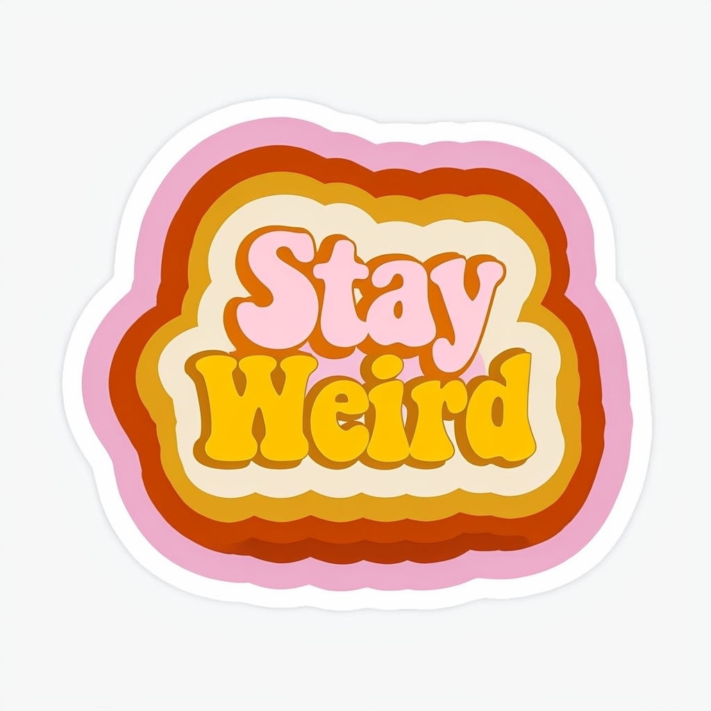 Stay Weird Retro Graphic Design Sticker for Bold Expression