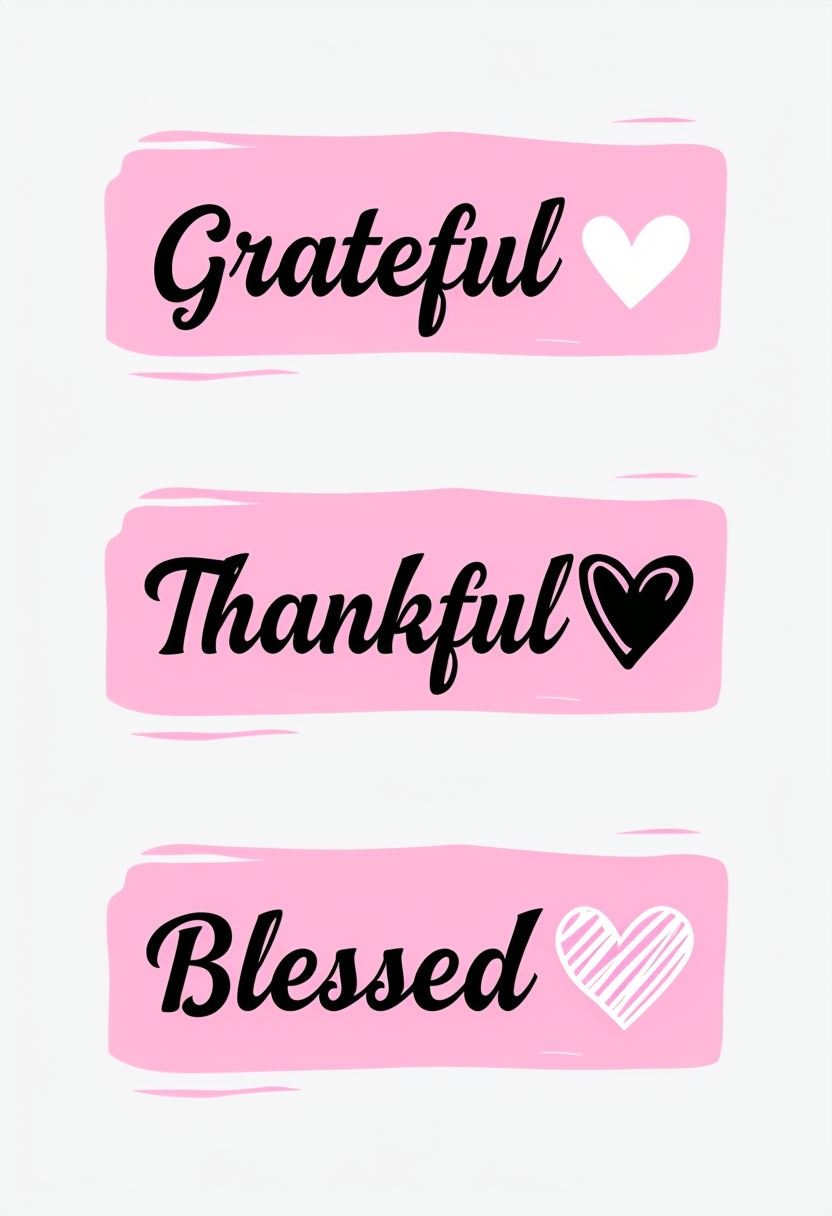 Minimalist Pink Labels with Grateful Thankful Blessed Poster
