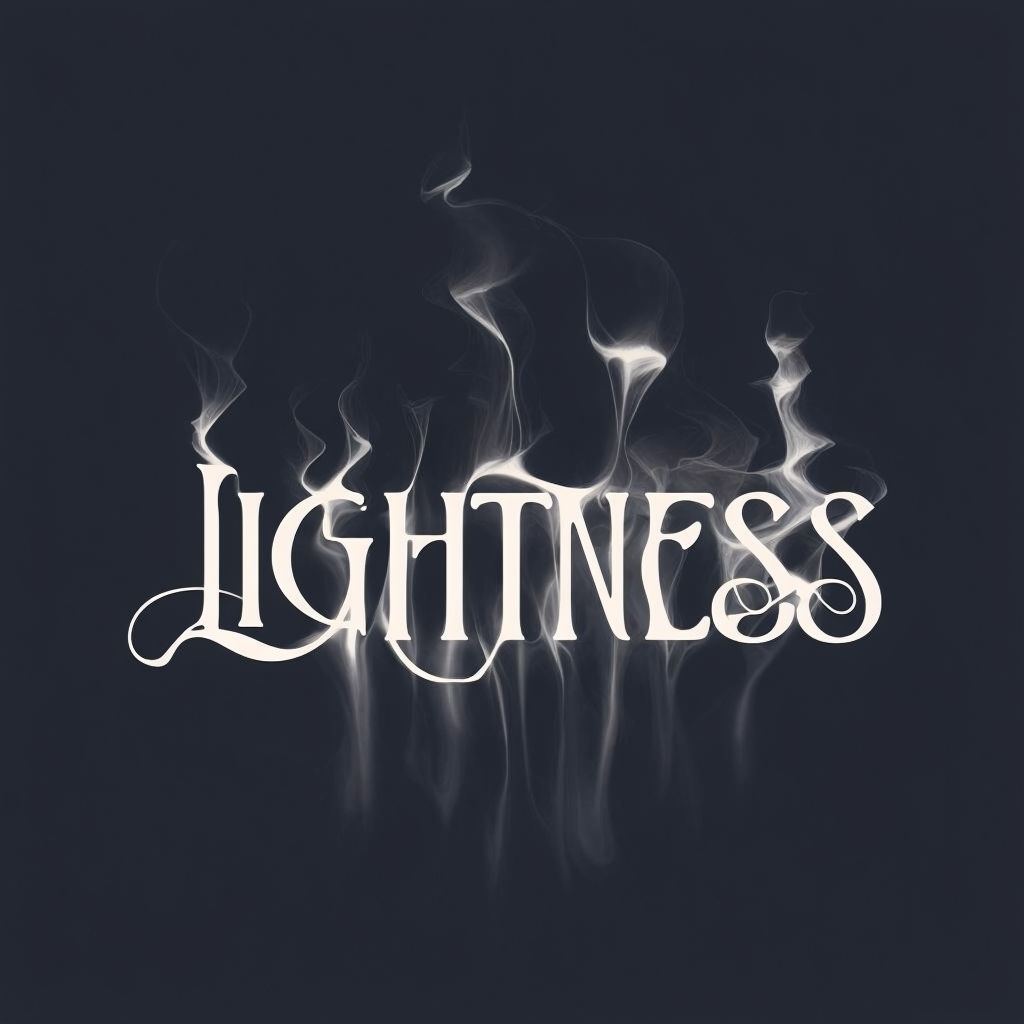 Ethereal Art Nouveau LIGHTNESS Typography on Charcoal Gray Poster