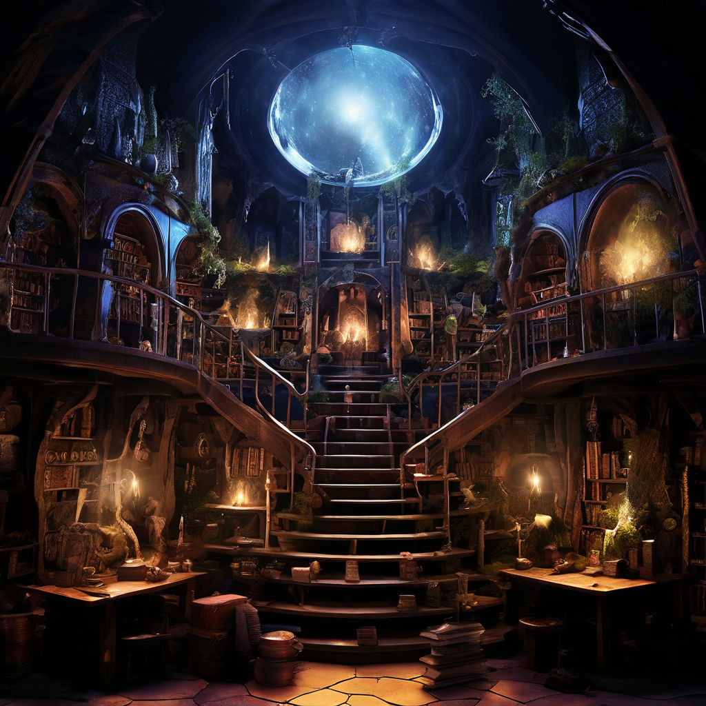 Arcane Academia Visualize a mystical hobbit houses ancient tomes ...