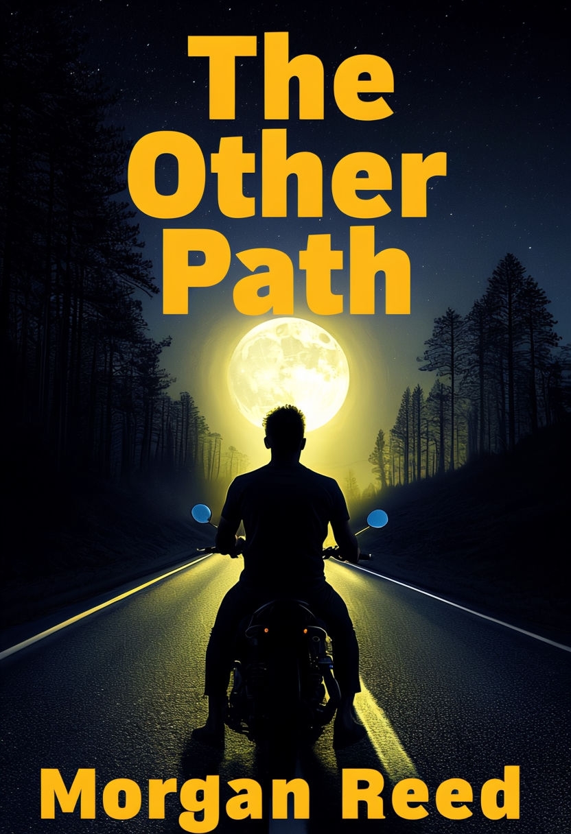 Mysterious Night Ride on Motorcycle Book Cover Design