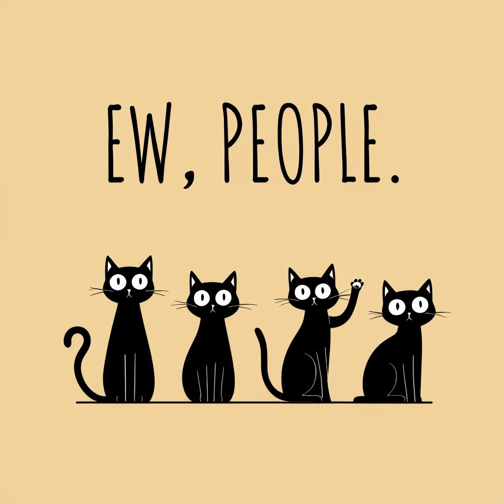 Playful Black Cats with 'EW, PEOPLE.' Text T-Shirt