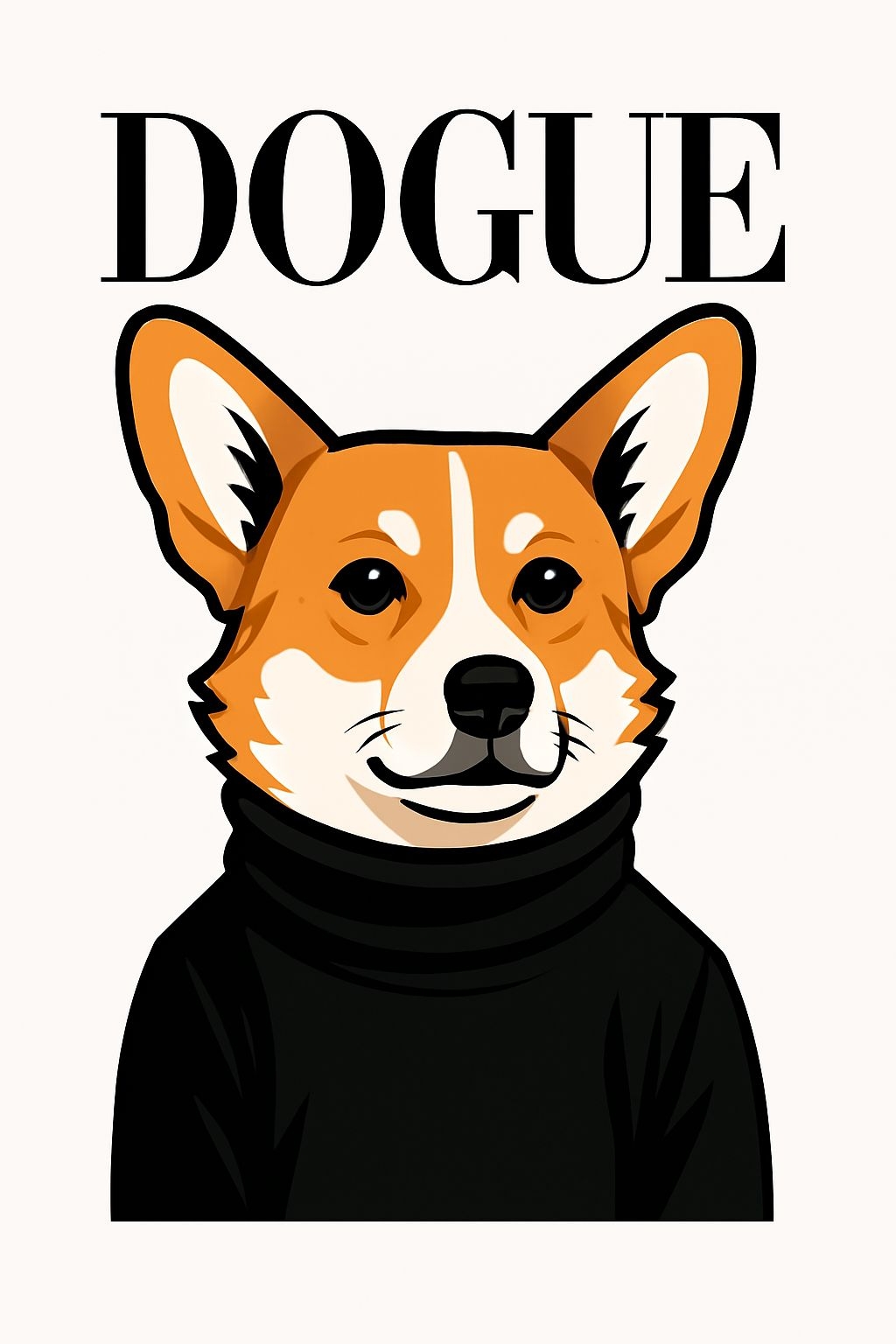 Playful Corgi in Turtleneck Sweater with DOGUE Text Poster
