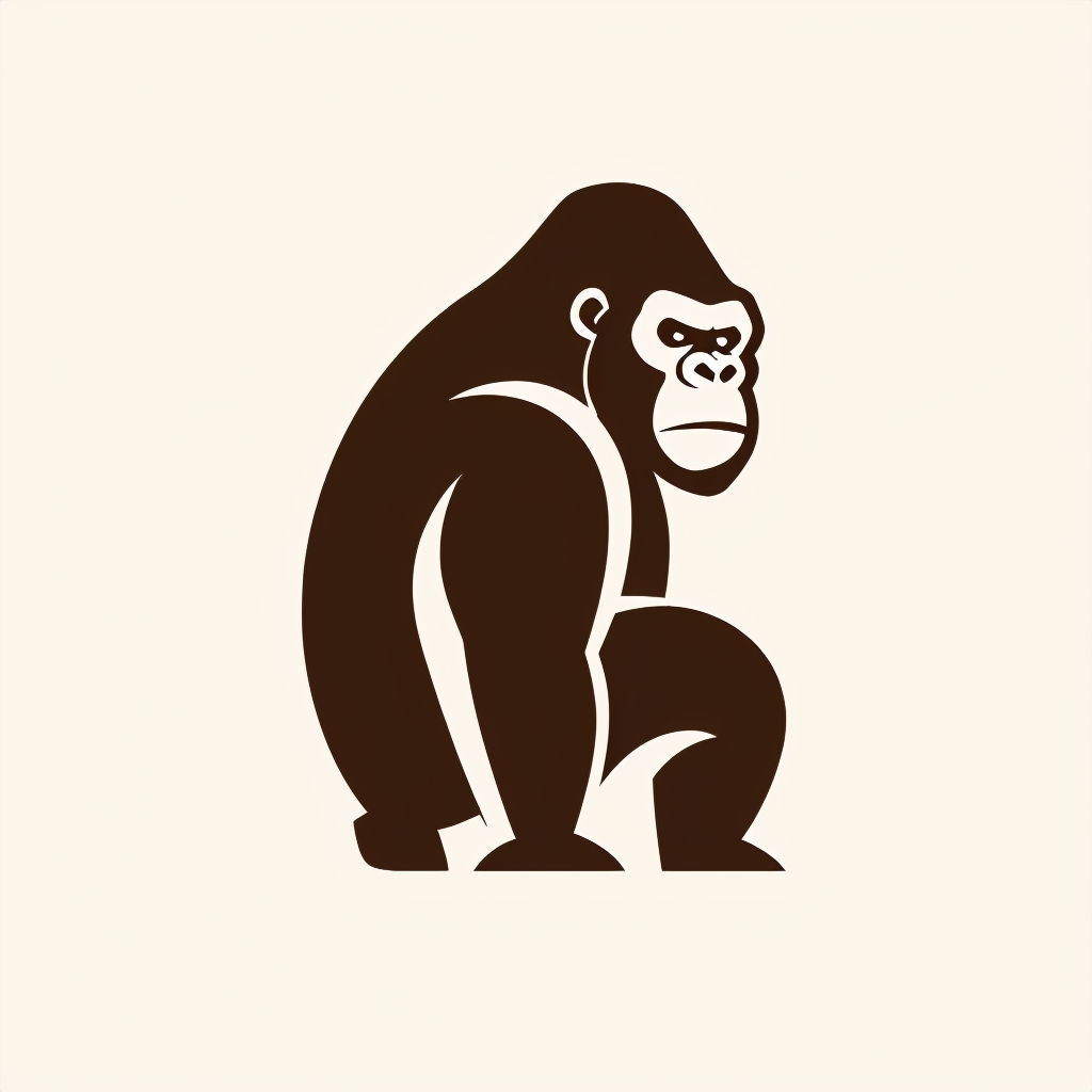 Minimalist Dark Brown Gorilla Logo Design on Beige Background Logo