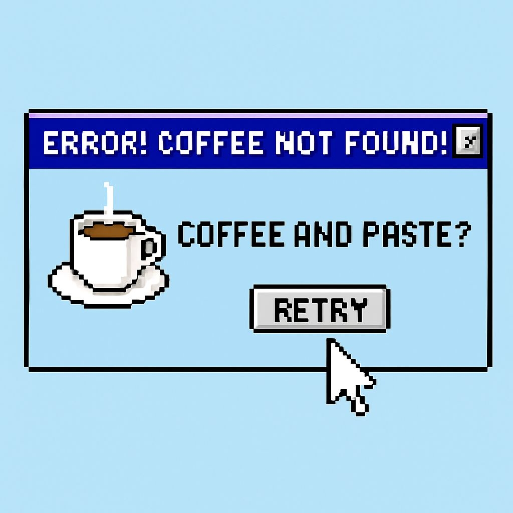 Pixel Art Retro Error Message Coffee Mug Design