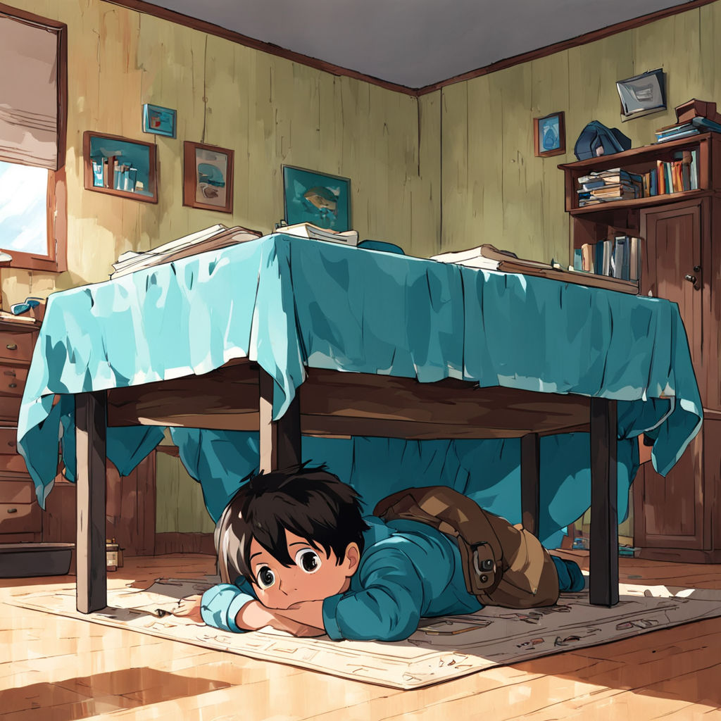 monster hiding under a bed. Miyazaki