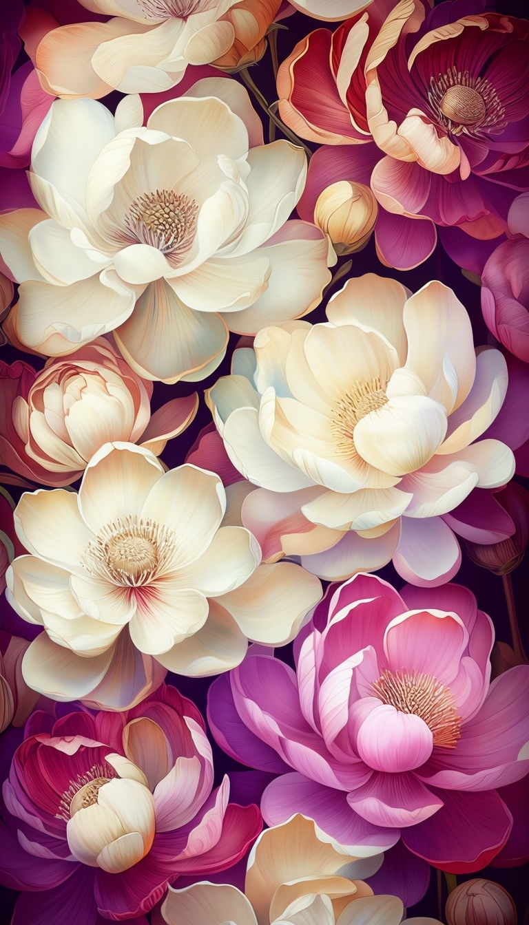 Vibrant Intricate Floral Seamless Pattern Art Mobile Wallpaper